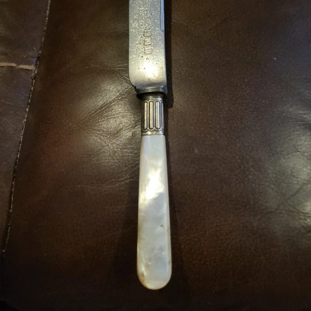 Antique Mother of Pearl Handle Knife Cutlery Marked Silverplate Lot of 2